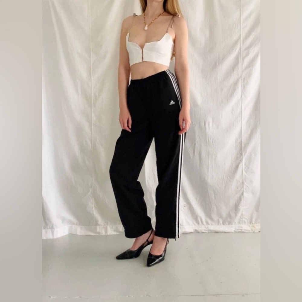 00s Black Adidas Track Pants - Small to Medium